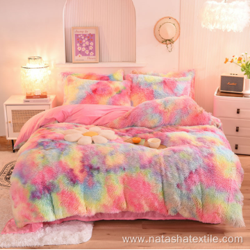 Colorful winter printing soft fluffy duvet cover